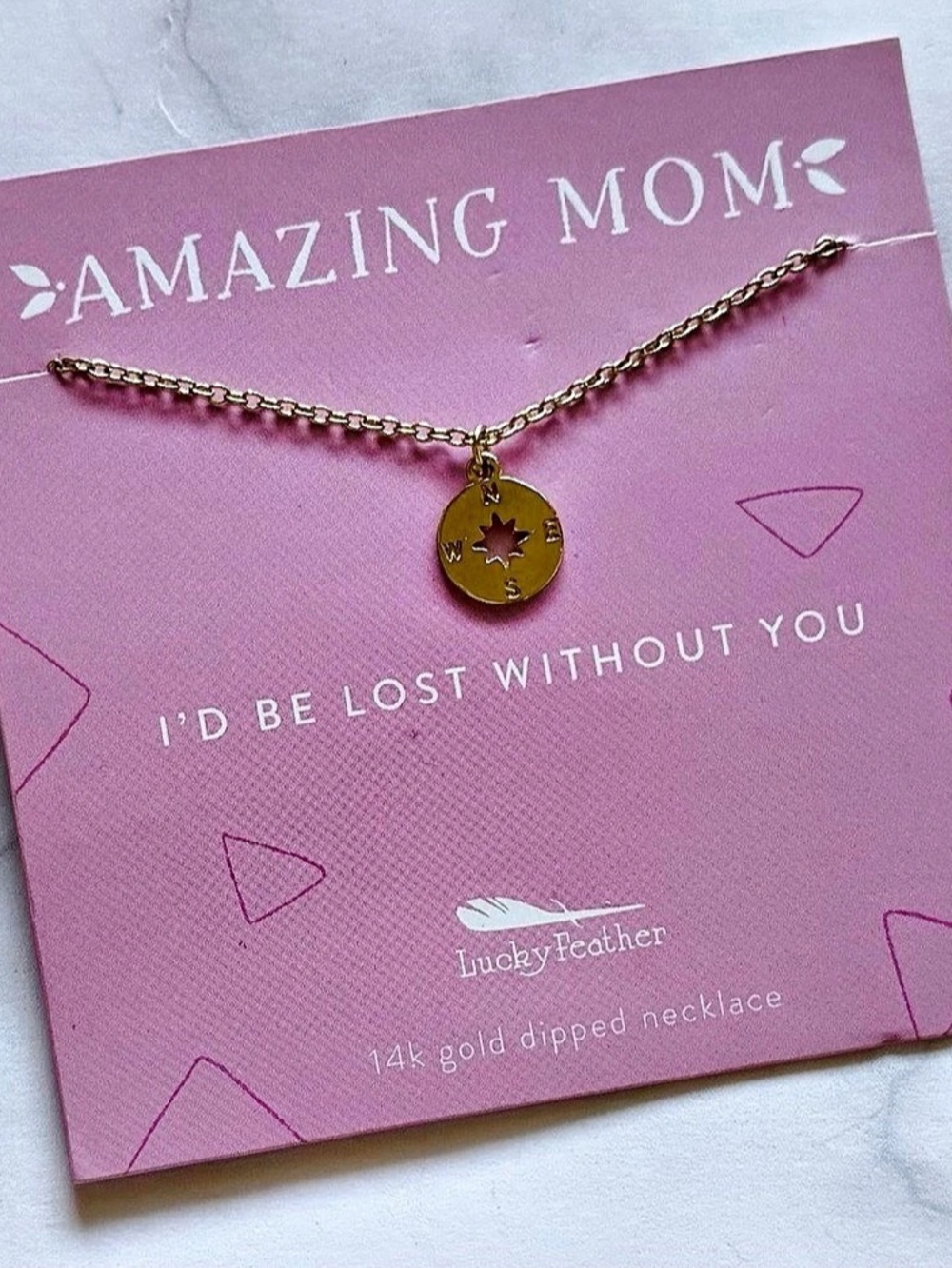 Lucky Feather Amazing Mom - I'd Be Lost Without You Compass Necklace Compass